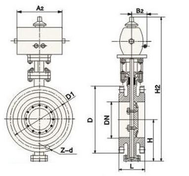 對夾式(shì)氣動硬密(mi)封蝶閥 對(dui)夾式氣動(dong)硬密封蝶(die)閥