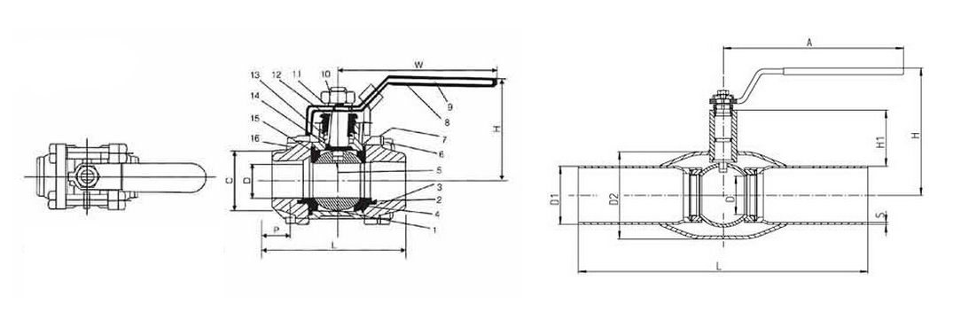焊接球(qiu)閥結構(gou)圖 焊接(jie)球閥結(jie)構圖